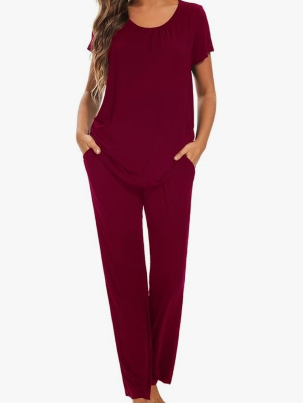 Maternity Nursing Short Sleeve Pajama Set in Fuschia For Nursing